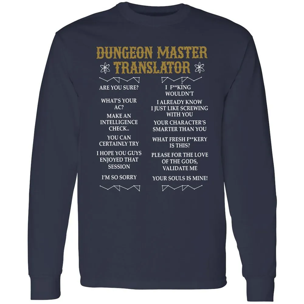 Dungeon Master Translator Long Sleeve T-Shirt - Navy - 2