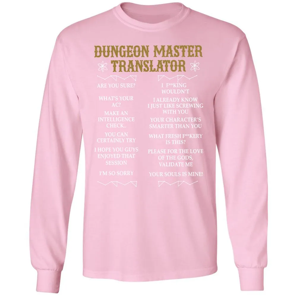 Dungeon Master Translator Long Sleeve T-Shirt - Light Pink - 3