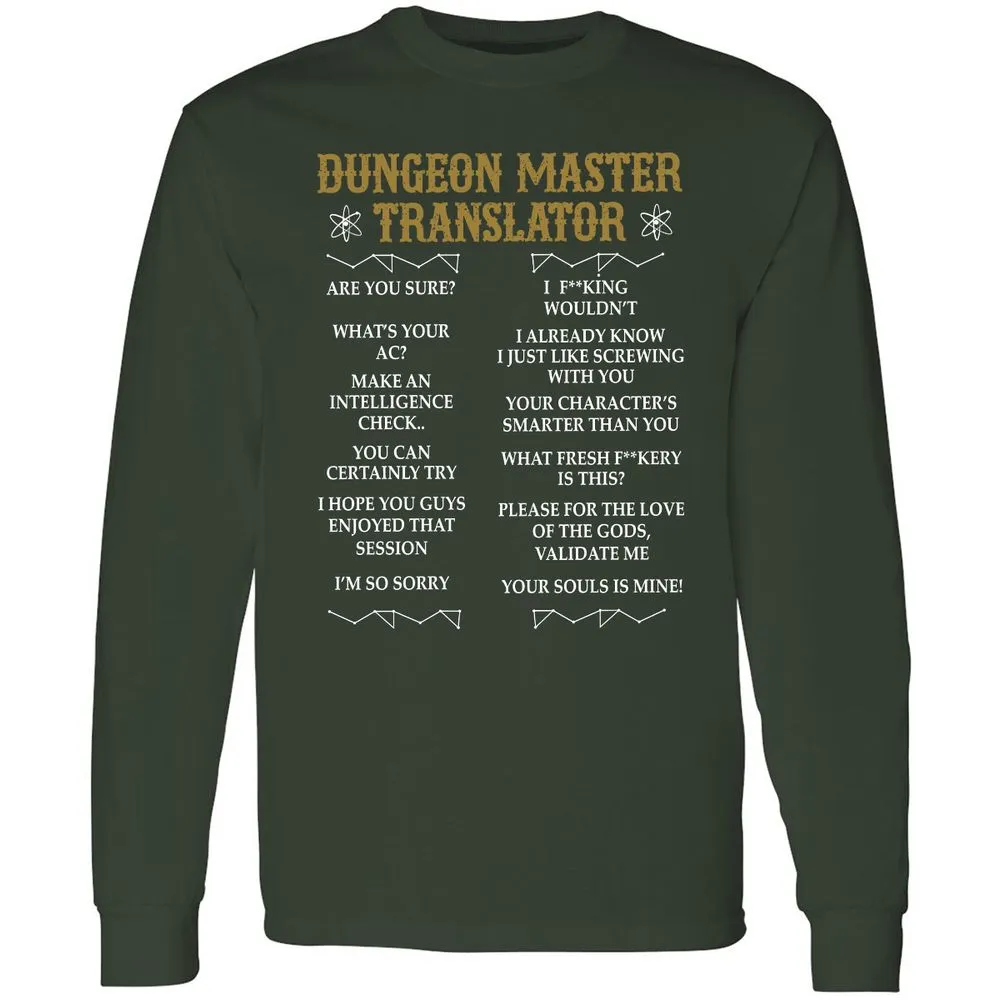 Dungeon Master Translator Long Sleeve T-Shirt - Forest Green - 4