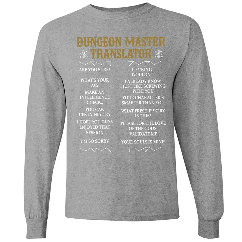 Dungeon Master Translator Long Sleeve T-Shirt - Graphite Heather - 6