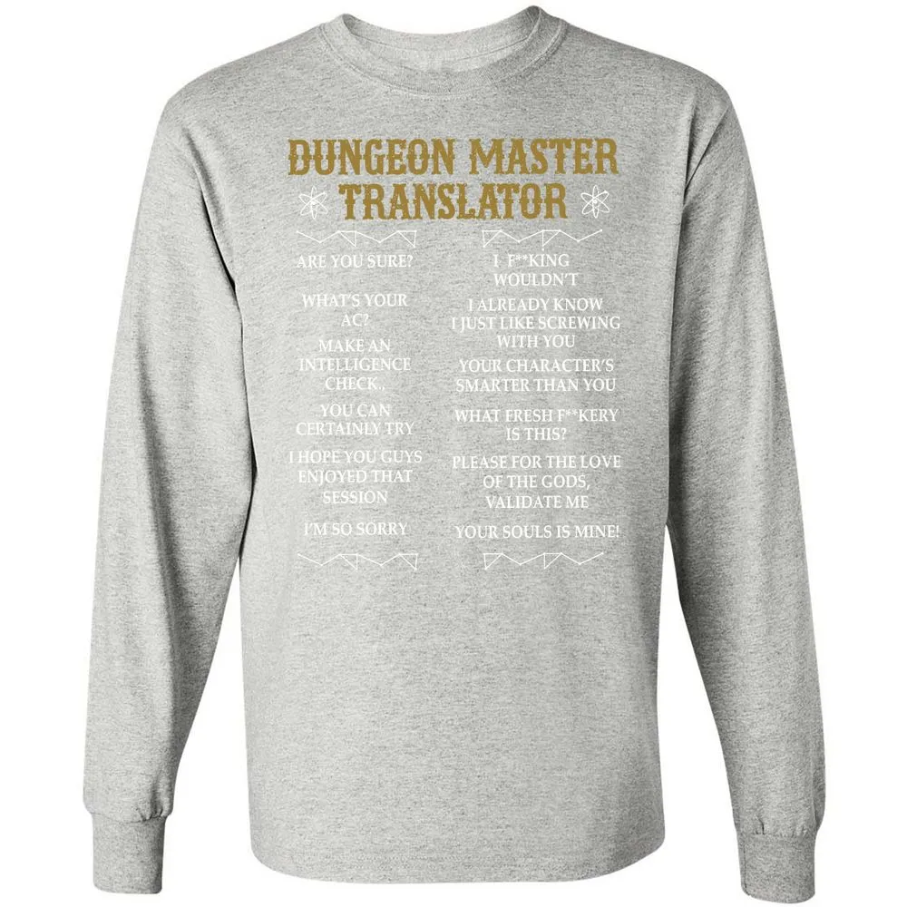 Dungeon Master Translator Long Sleeve T-Shirt - Ash - 7