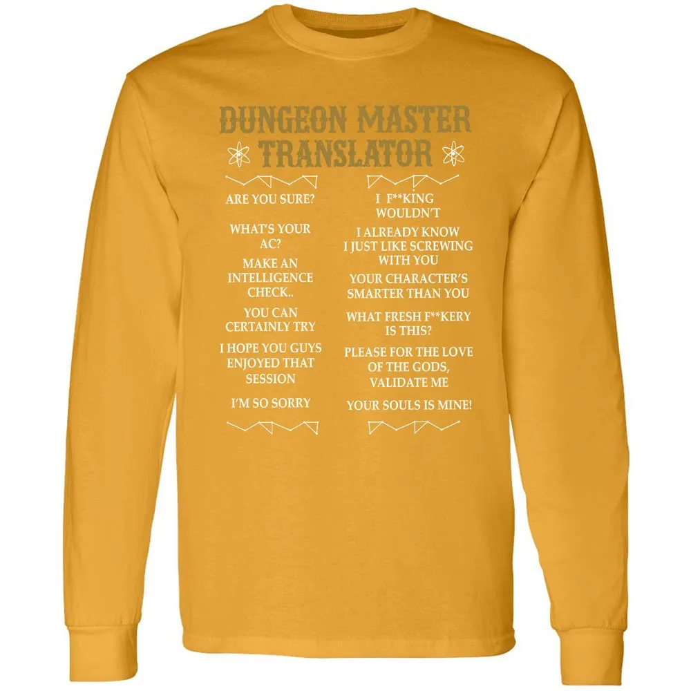 Dungeon Master Translator Long Sleeve T-Shirt - Gold - 9