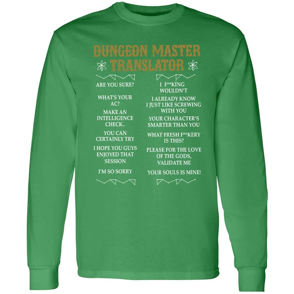 Dungeon Master Translator Long Sleeve T-Shirt - Irish Green - 10
