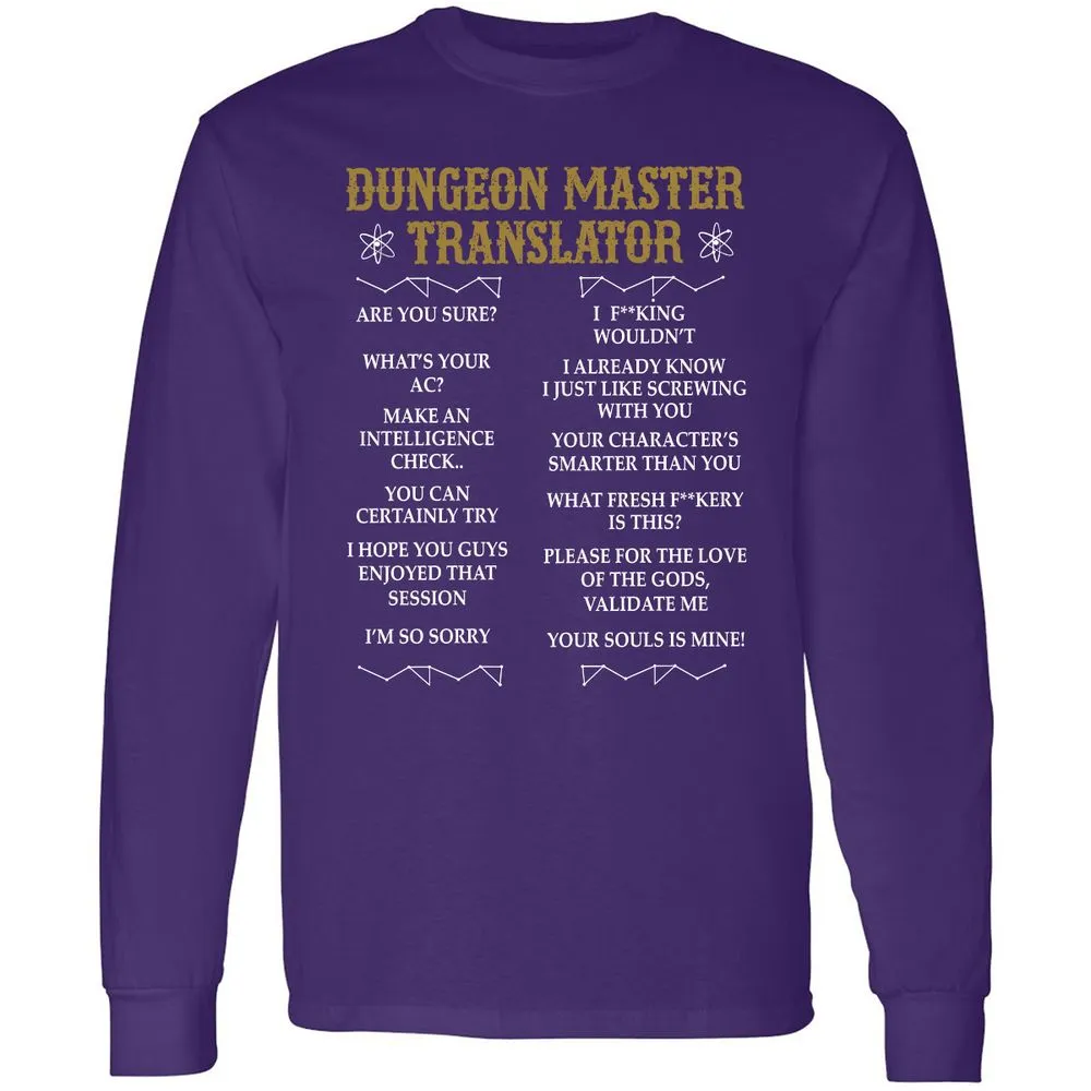 Dungeon Master Translator Long Sleeve T-Shirt - Purple - 13