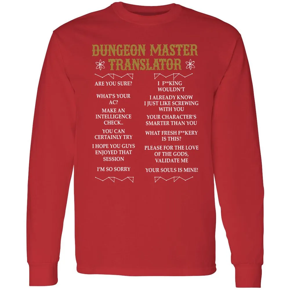 Dungeon Master Translator Long Sleeve T-Shirt - Red - 14