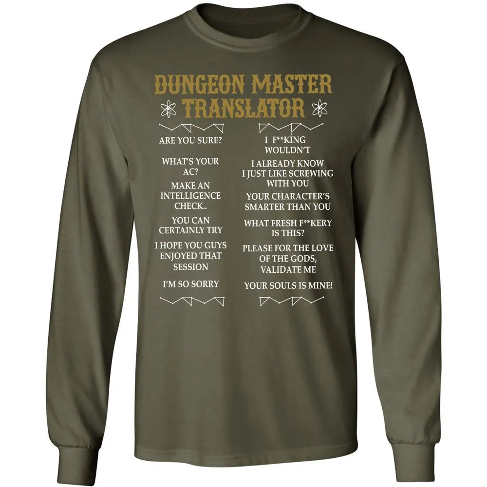 Dungeon Master Translator Long Sleeve T-Shirt - Military Green - 16