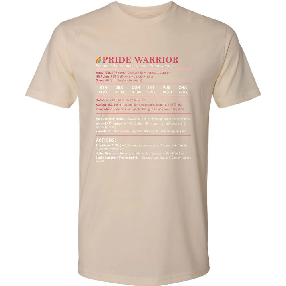 Pride Warrior Stats Premium Unisex T-Shirt - Cream - 14