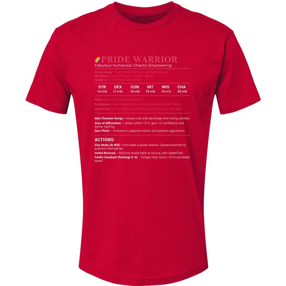 Pride Warrior Stats Premium Unisex T-Shirt - Red - 6