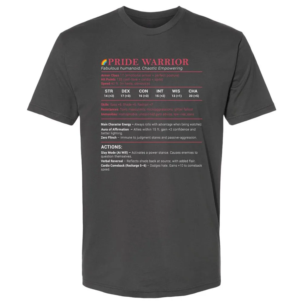Pride Warrior Stats Premium Unisex T-Shirt - Heavy Metal - 8