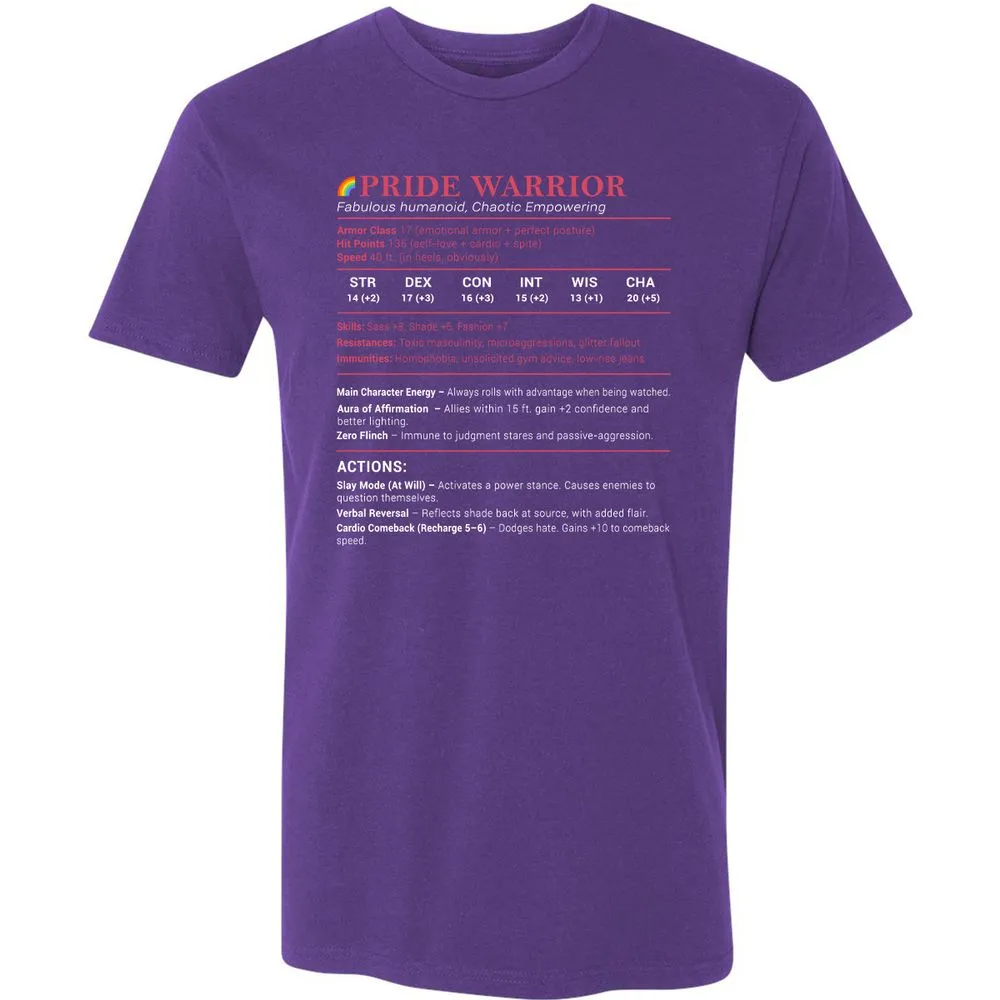 Pride Warrior Stats Premium Unisex T-Shirt - Purple Rush - 7