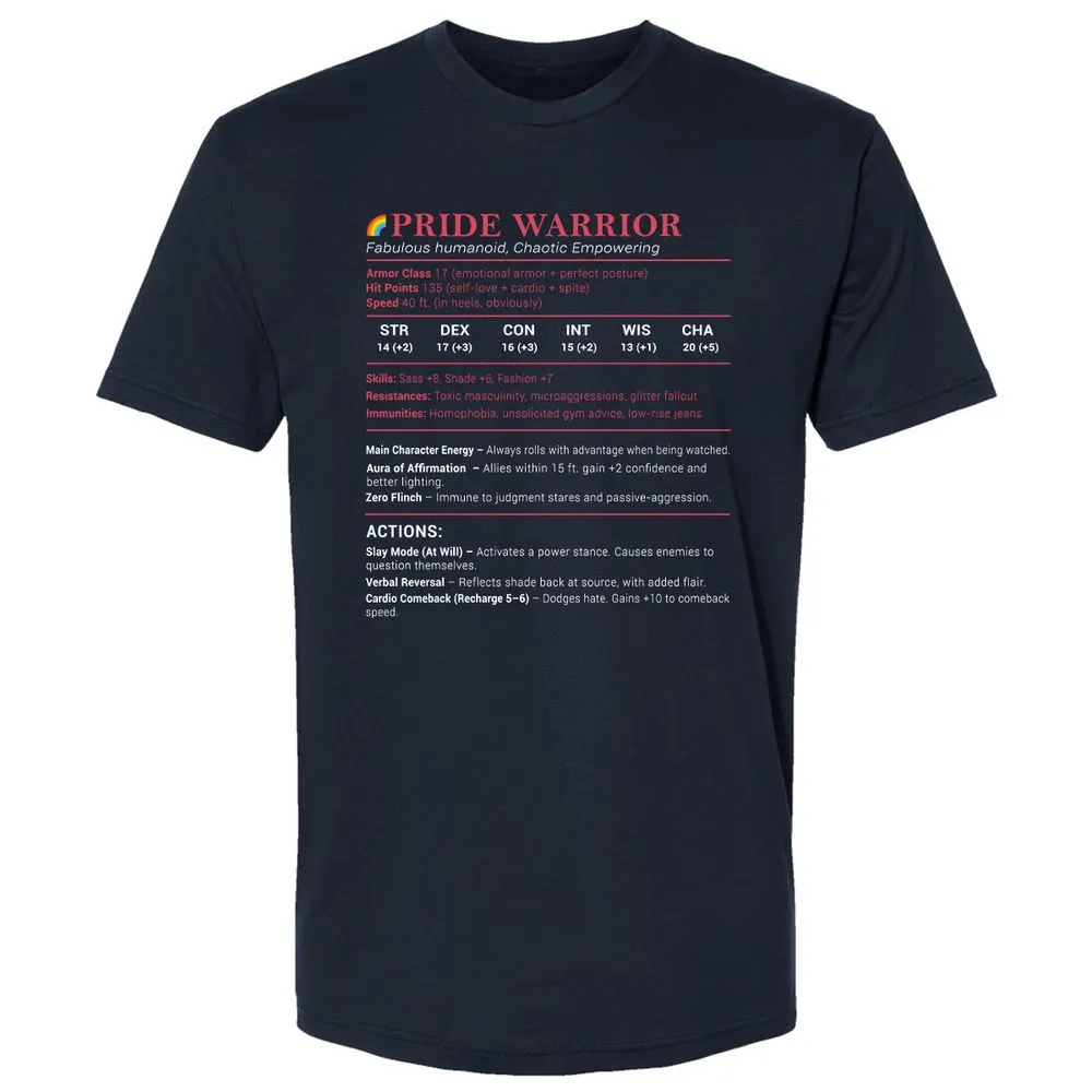 Pride Warrior Stats Premium Unisex T-Shirt - Midnight Navy - 2
