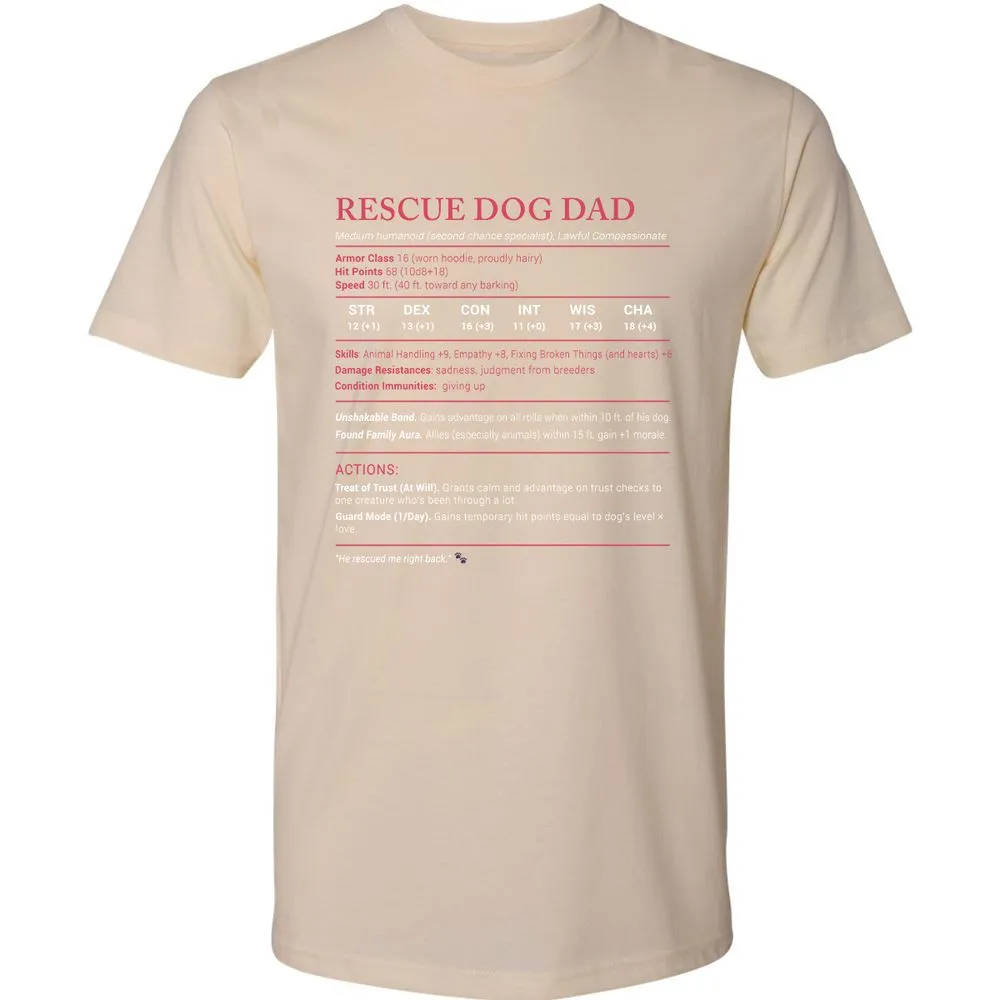 Rescue Dog Dad Stats Premium Unisex T-Shirt - Cream - 14