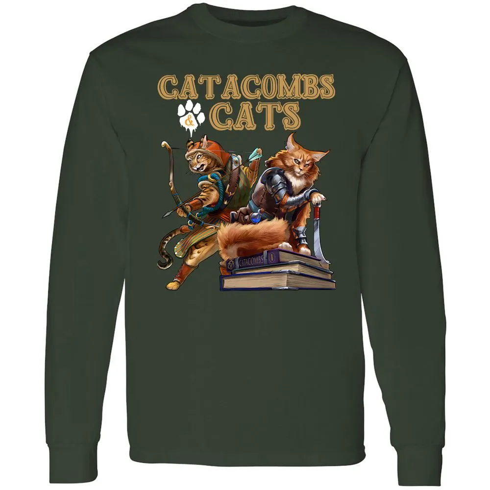 Catacombs & Cats Long Sleeve T-Shirt - Forest Green - 4