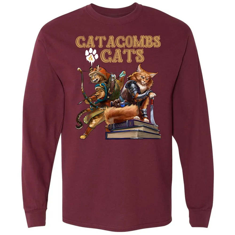 Catacombs & Cats Long Sleeve T-Shirt - Maroon - 11