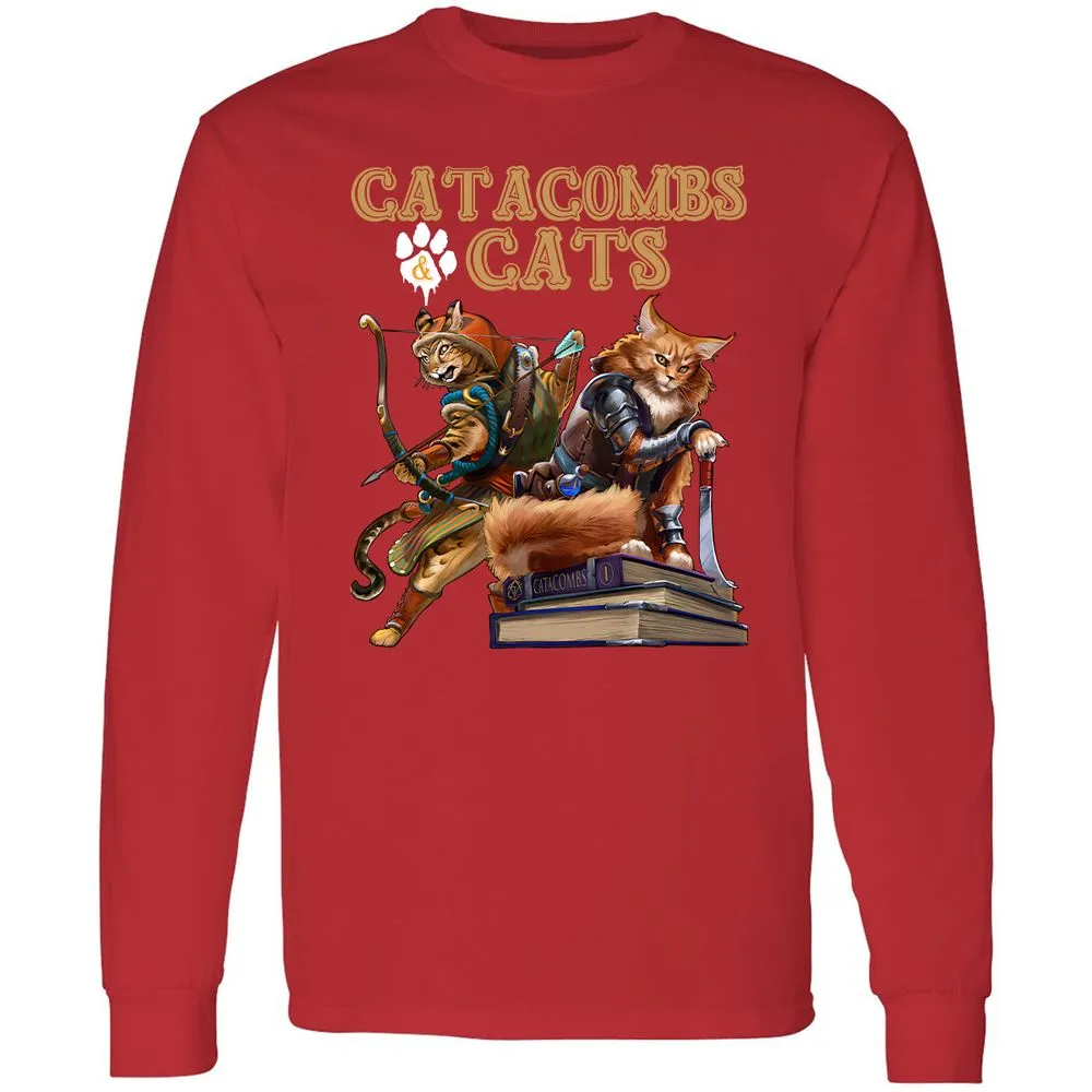 Catacombs & Cats Long Sleeve T-Shirt - Red - 14