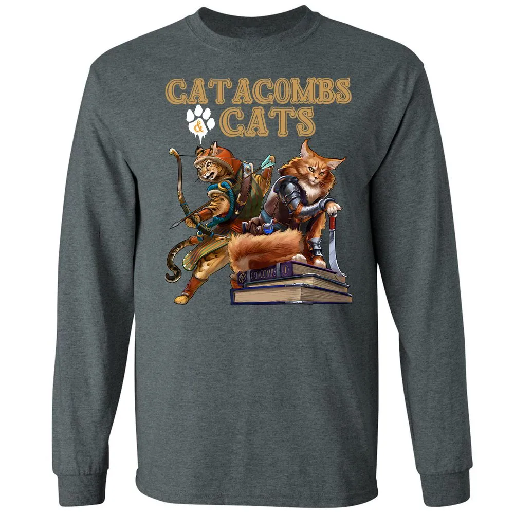 Catacombs & Cats Long Sleeve T-Shirt - Dark Heather - 15