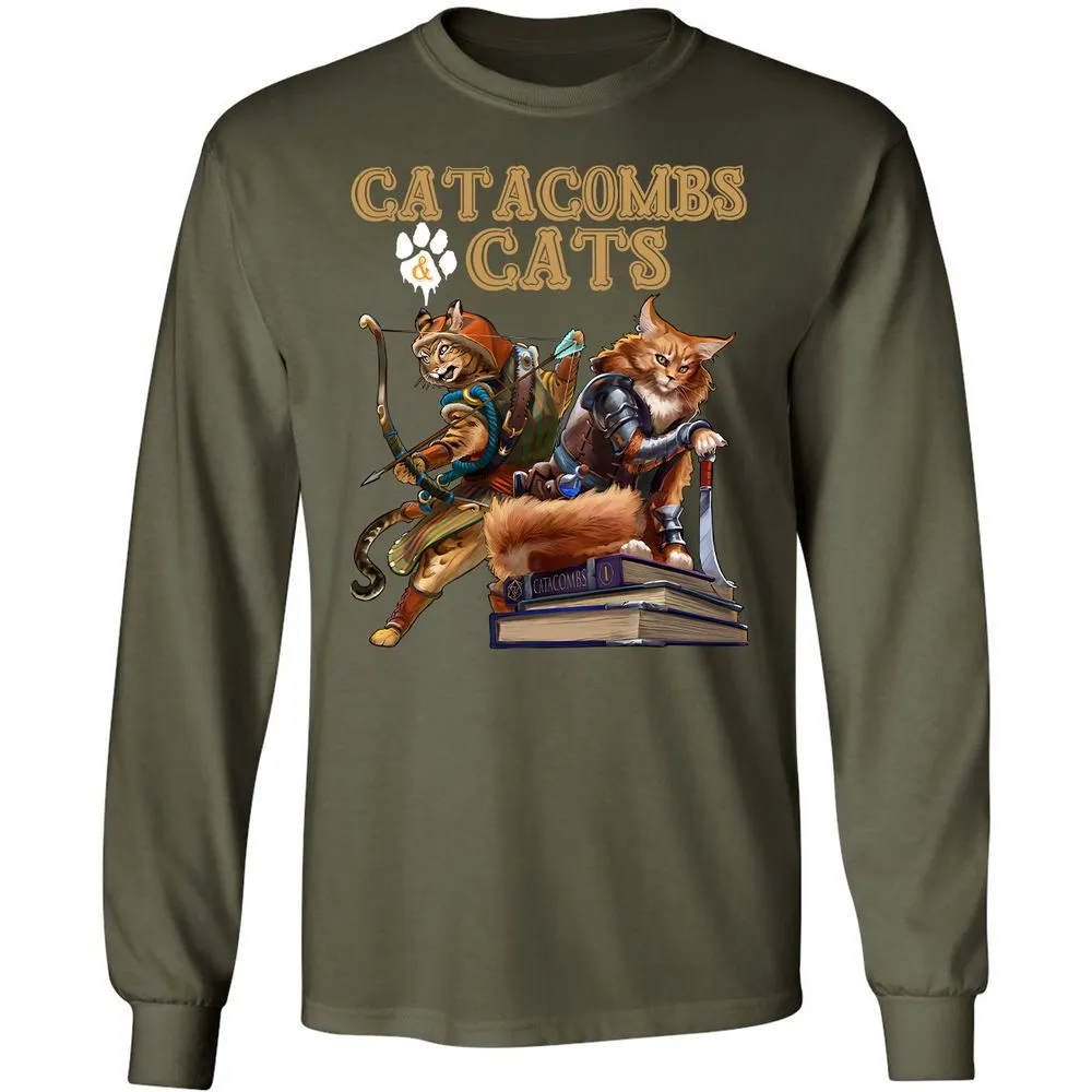 Catacombs & Cats Long Sleeve T-Shirt - Military Green - 16