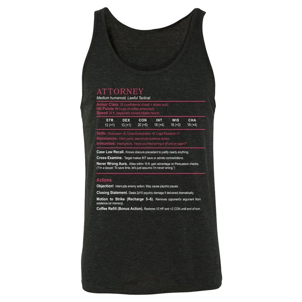 Attorney Unisex Jersey Tank - Charcoal Black Triblend - 5