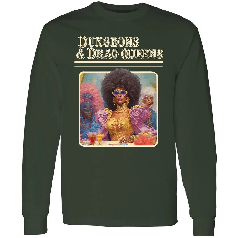 Dungeons & Drag Queens Long Sleeve T-Shirt - Forest Green - 4