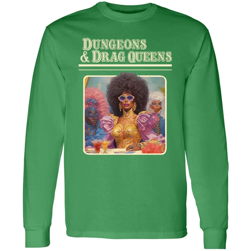 Dungeons & Drag Queens Long Sleeve T-Shirt - Irish Green - 10