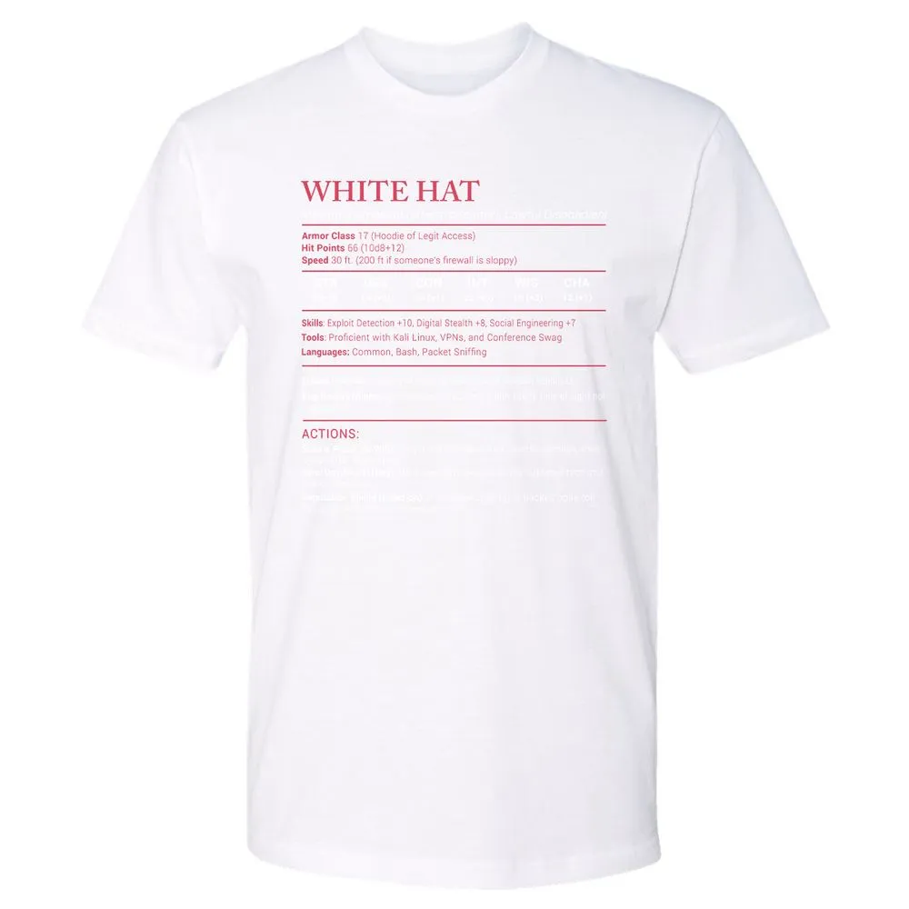 White Hat Stats Premium Unisex T-Shirt - White - 4