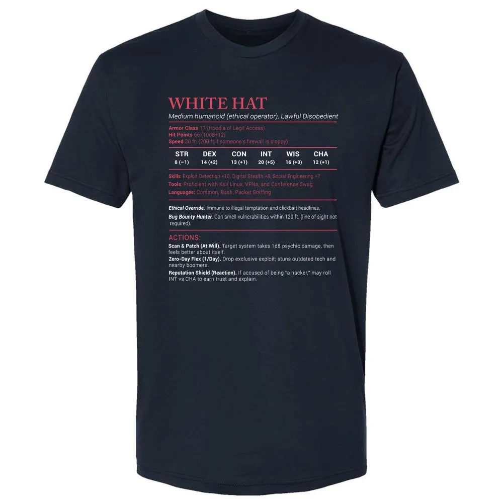White Hat Stats Premium Unisex T-Shirt - Midnight Navy - 2