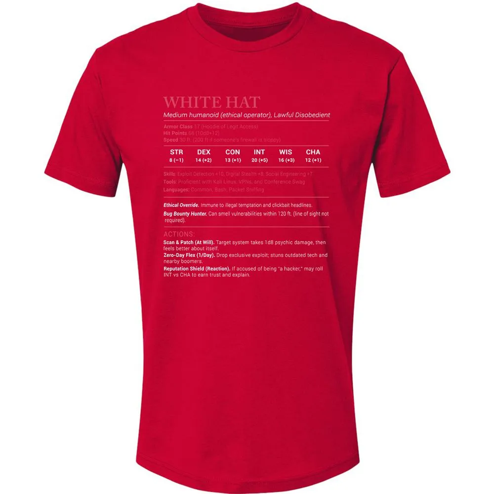 White Hat Stats Premium Unisex T-Shirt - Red - 6
