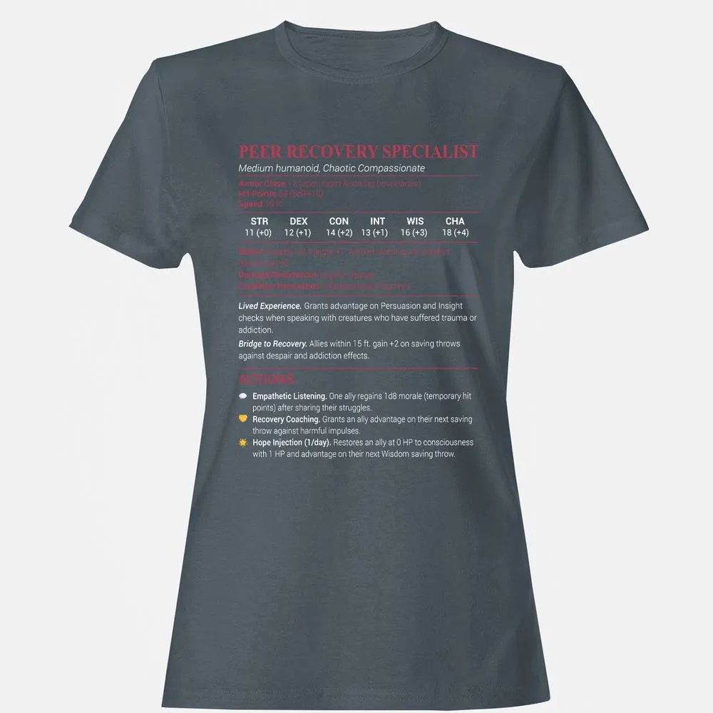 Peer Recovery Specialist Women's T-Shirt - Charcoal - 3