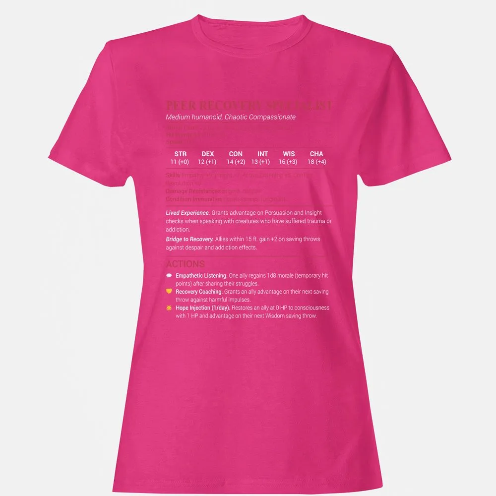Peer Recovery Specialist Women's T-Shirt - Heliconia - 6