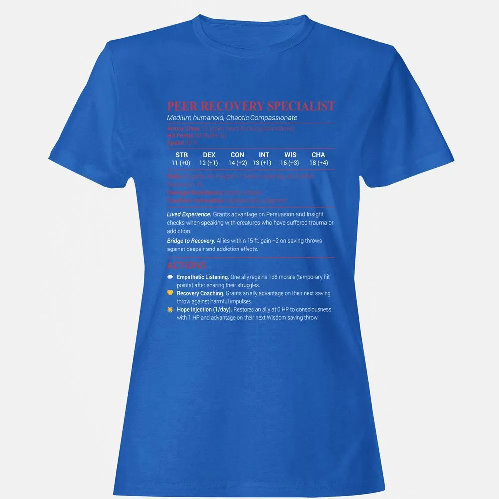 Peer Recovery Specialist Women's T-Shirt - Royal - 14