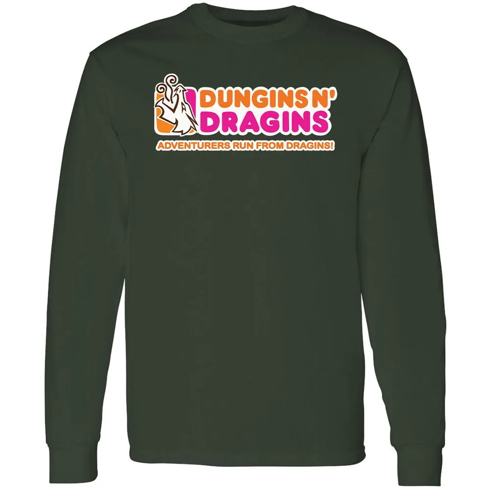 Dungins & Dragins Long Sleeve T-Shirt - Forest Green - 4