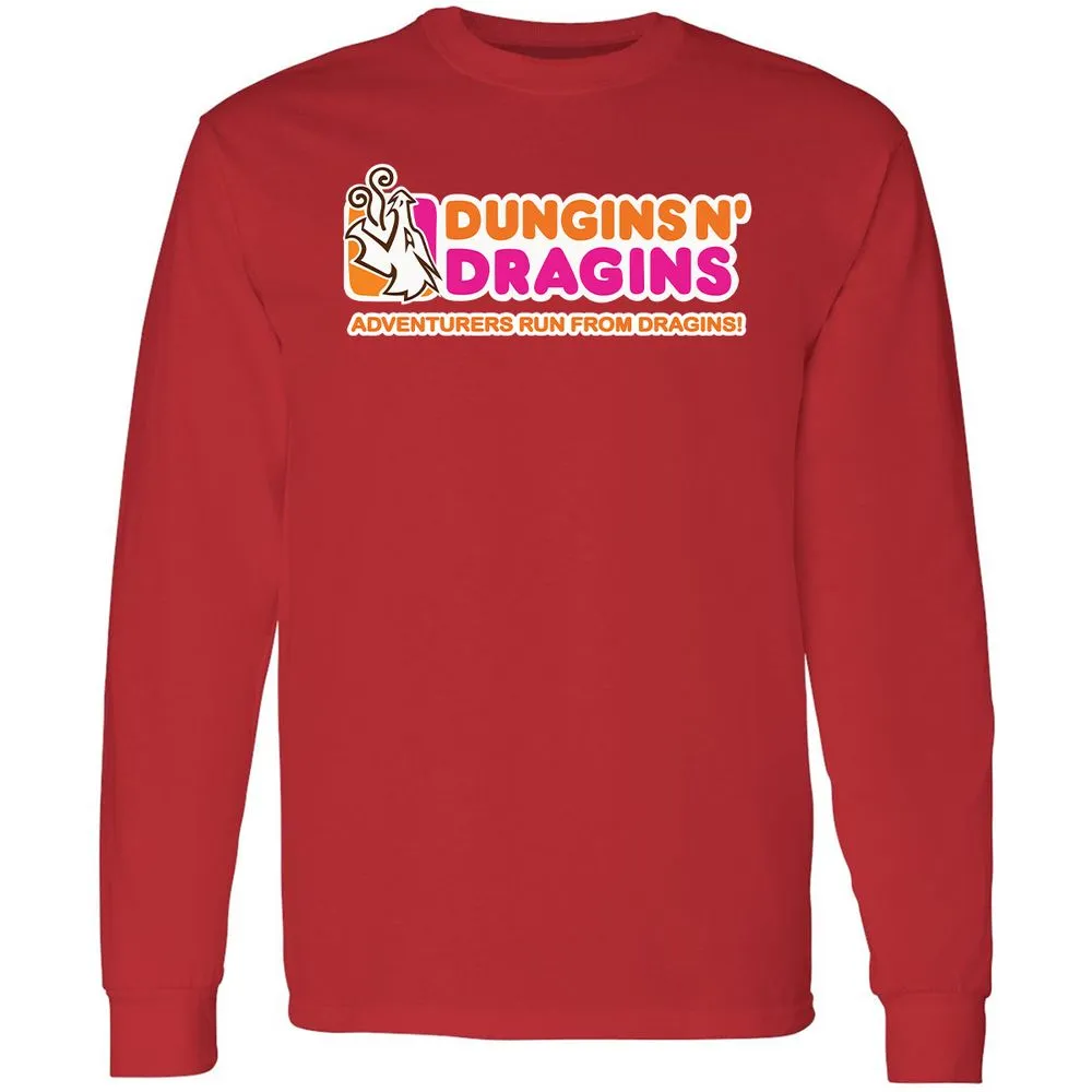 Dungins & Dragins Long Sleeve T-Shirt - Red - 14