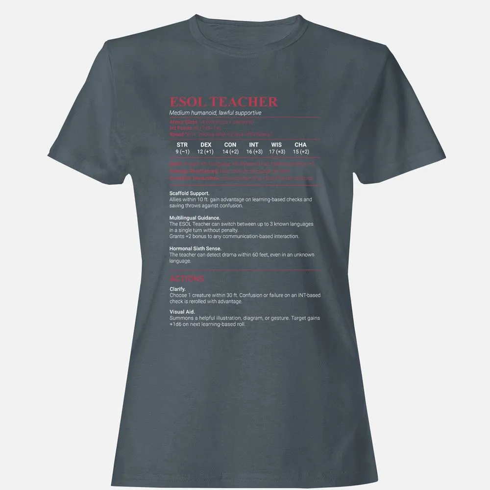 ESOL Teacher Women's T-Shirt - Charcoal - 3