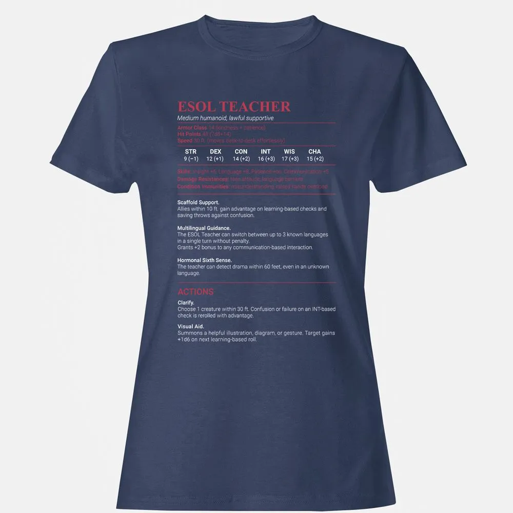 ESOL Teacher Women's T-Shirt - Navy - 10