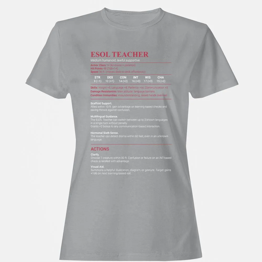 ESOL Teacher Women's T-Shirt - Sport Grey - 15