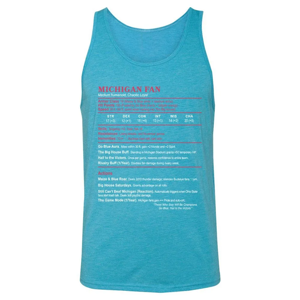 MICHIGAN FAN Unisex Jersey Tank - Aqua Triblend - 3