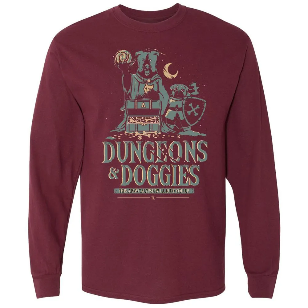 Dungeons & Doggies Long Sleeve T-Shirt - Maroon - 11