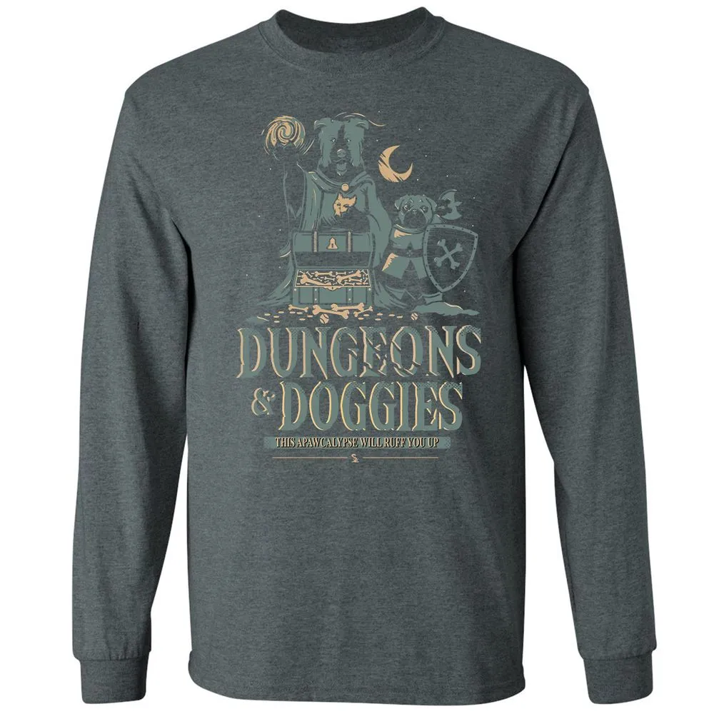 Dungeons & Doggies Long Sleeve T-Shirt - Dark Heather - 15