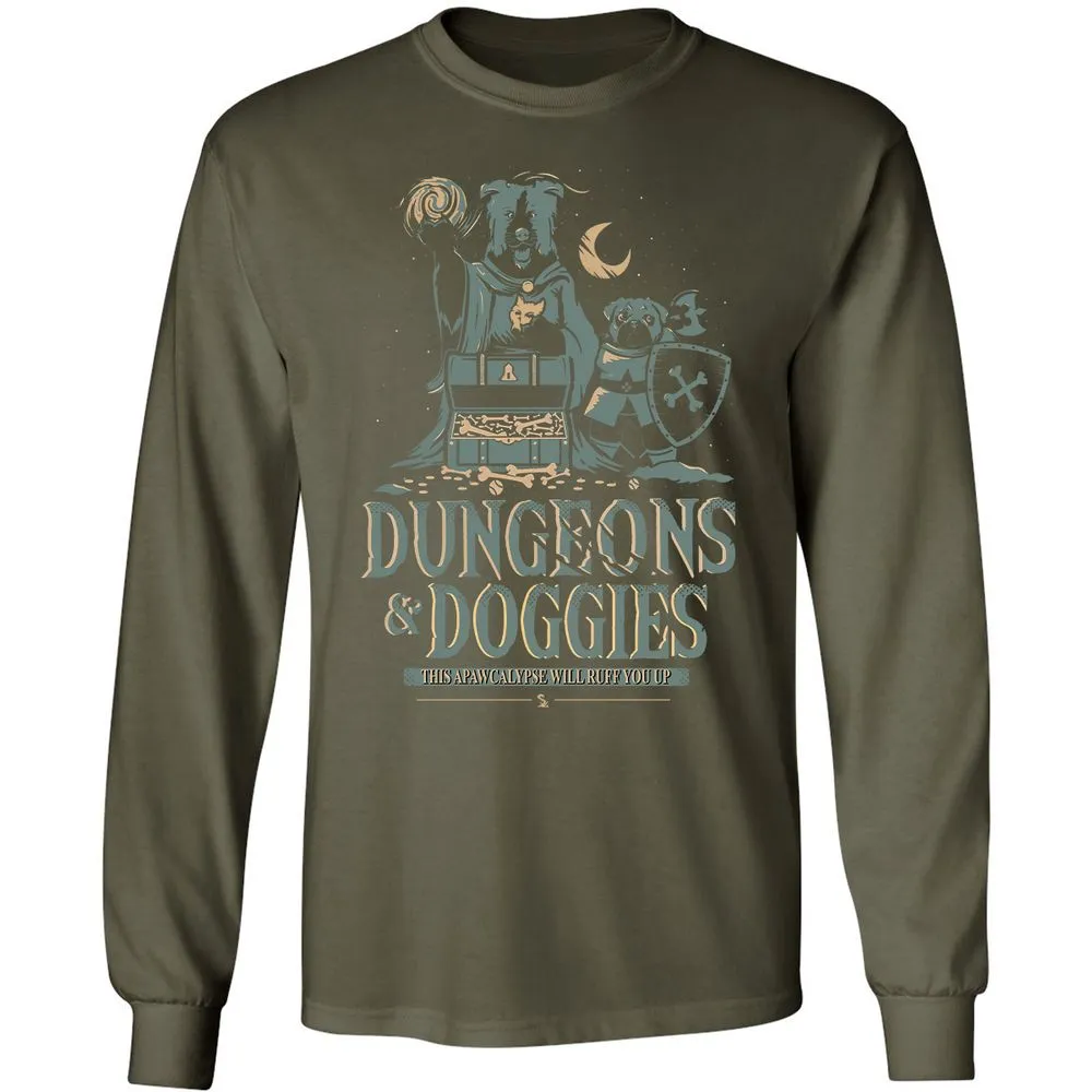 Dungeons & Doggies Long Sleeve T-Shirt - Military Green - 16