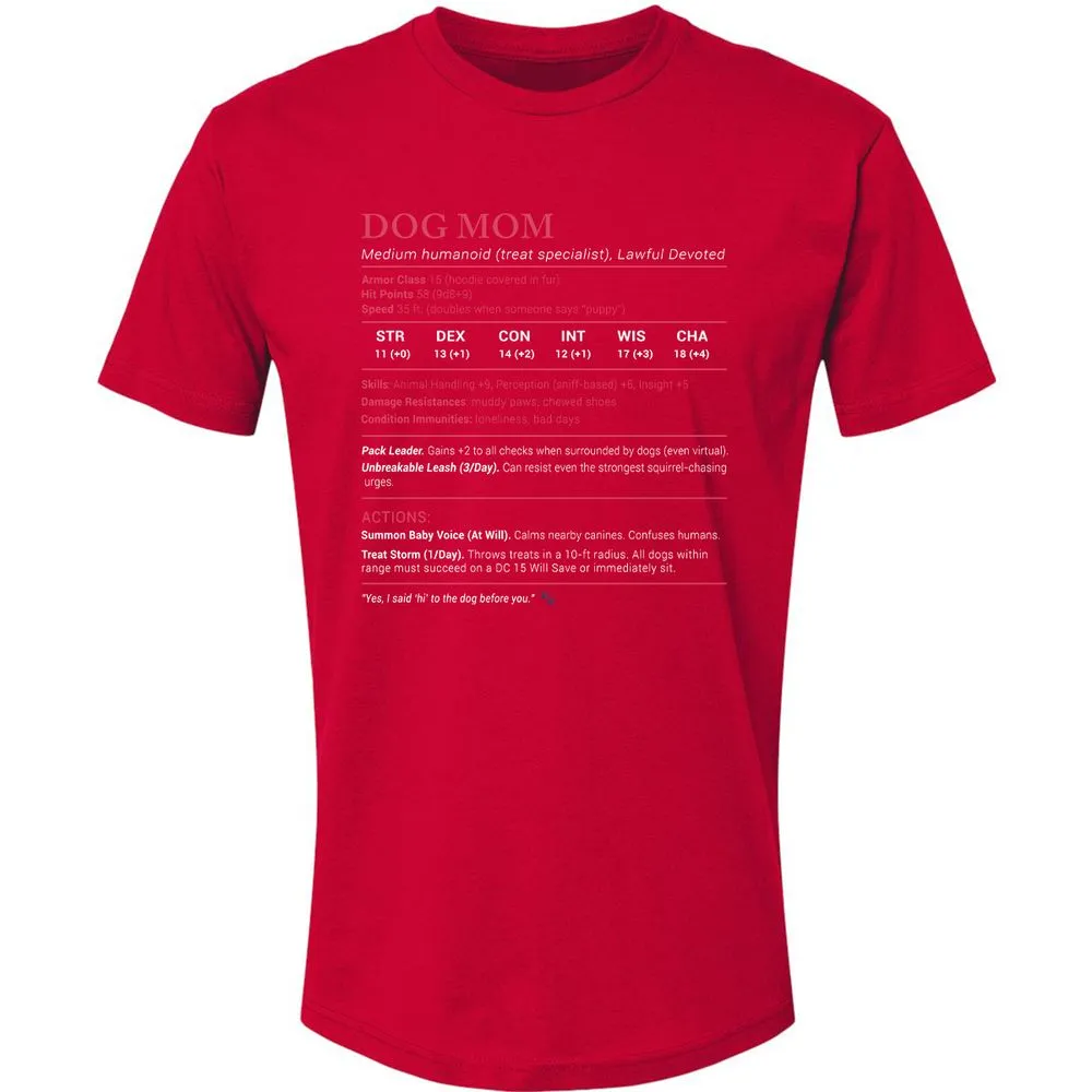 Dog Mom Stats Premium Unisex T-Shirt - Red - 6