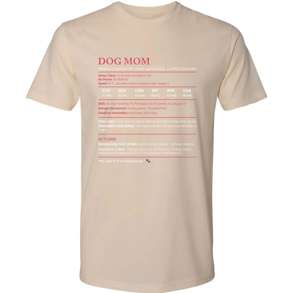 Dog Mom Stats Premium Unisex T-Shirt - Cream - 14