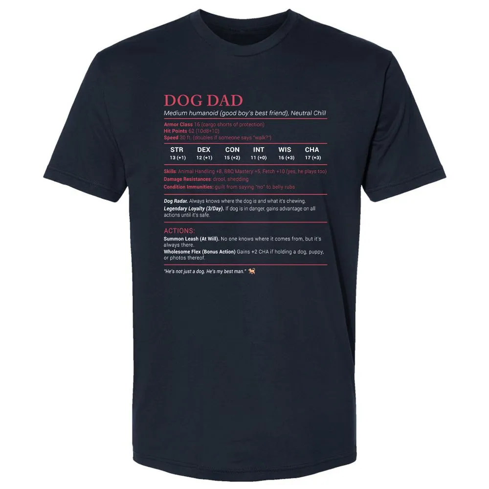 Dog Dad Stats Premium Unisex T-Shirt - Midnight Navy - 2
