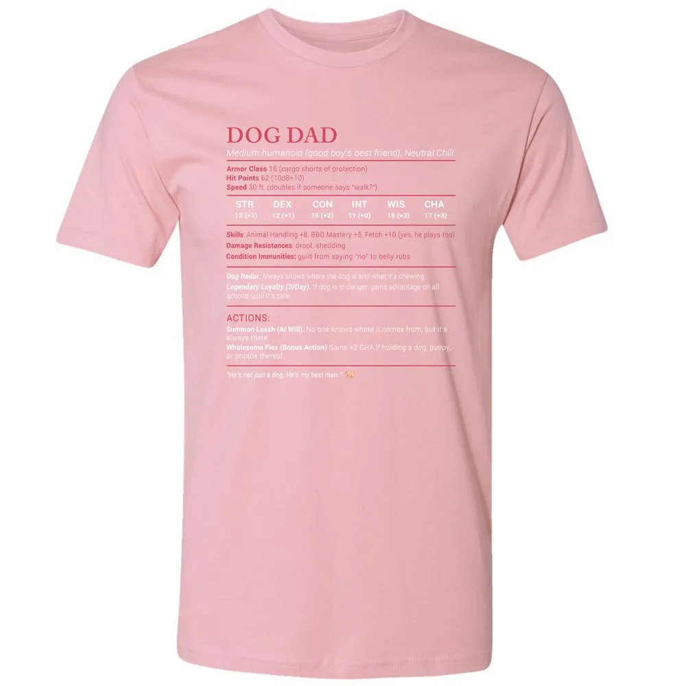 Dog Dad Stats Premium Unisex T-Shirt - Light Pink - 3