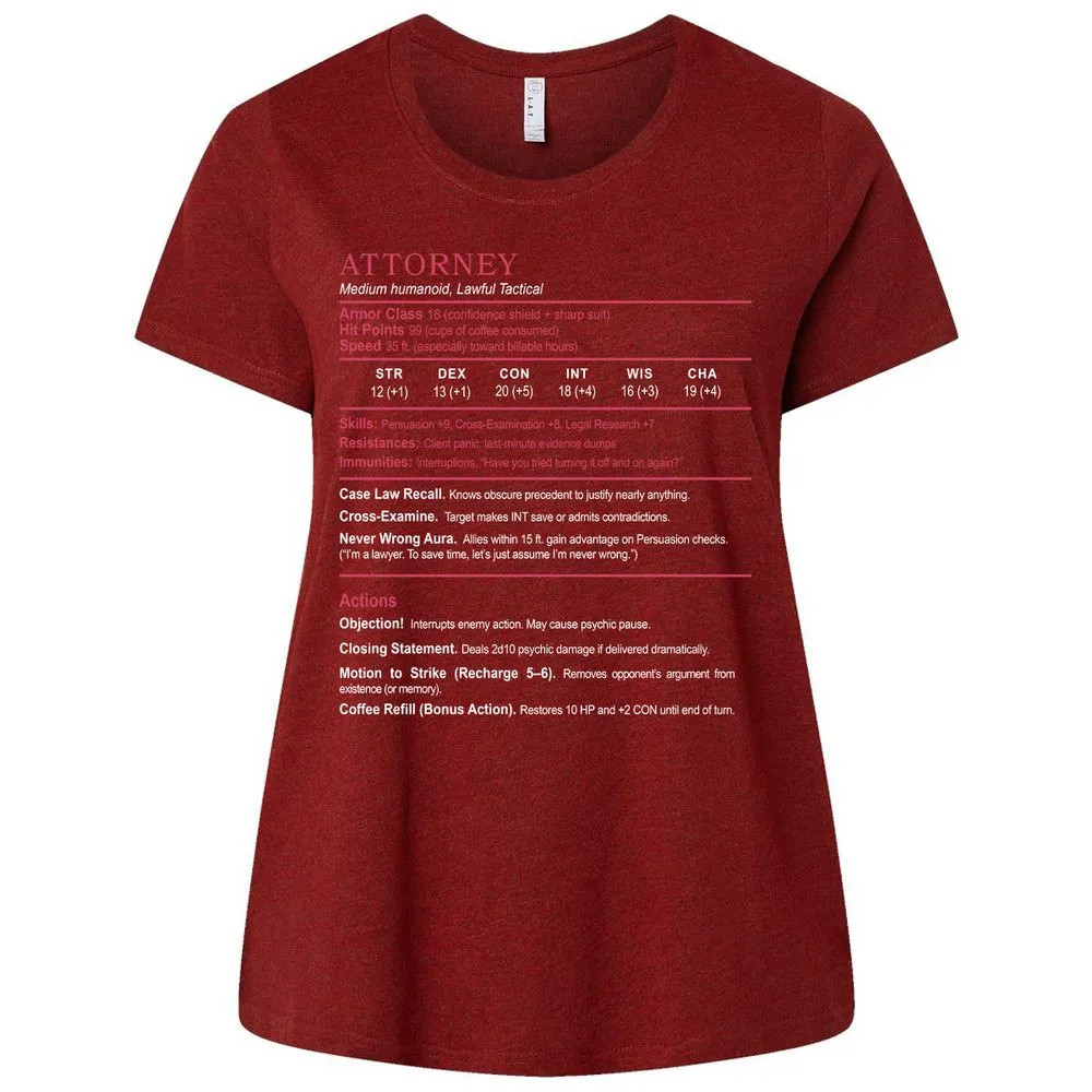 Attorney Ladies Curvy Jersey - Cardinal - 10