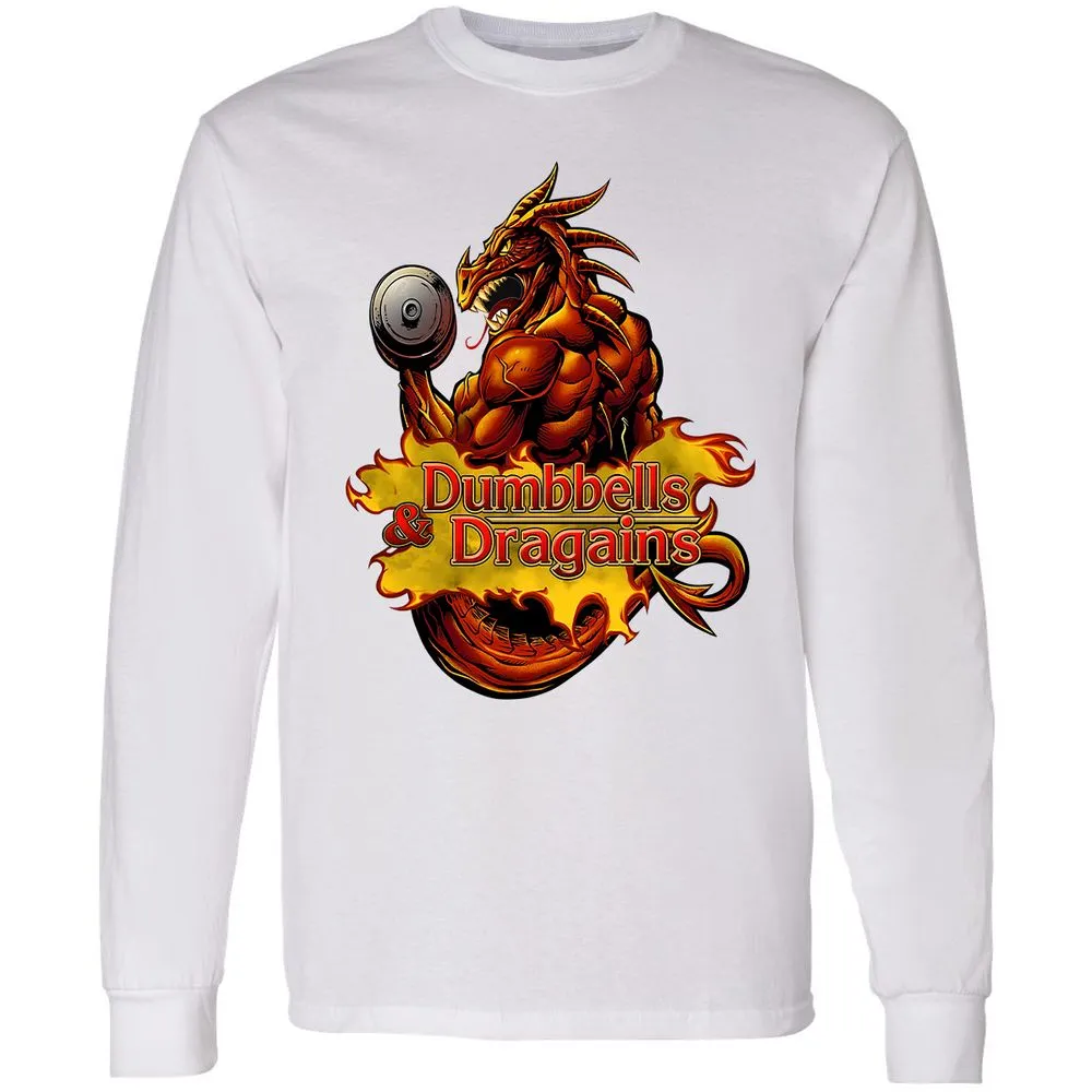 Dumbbells & Dragains Long Sleeve T-Shirt - White - 5