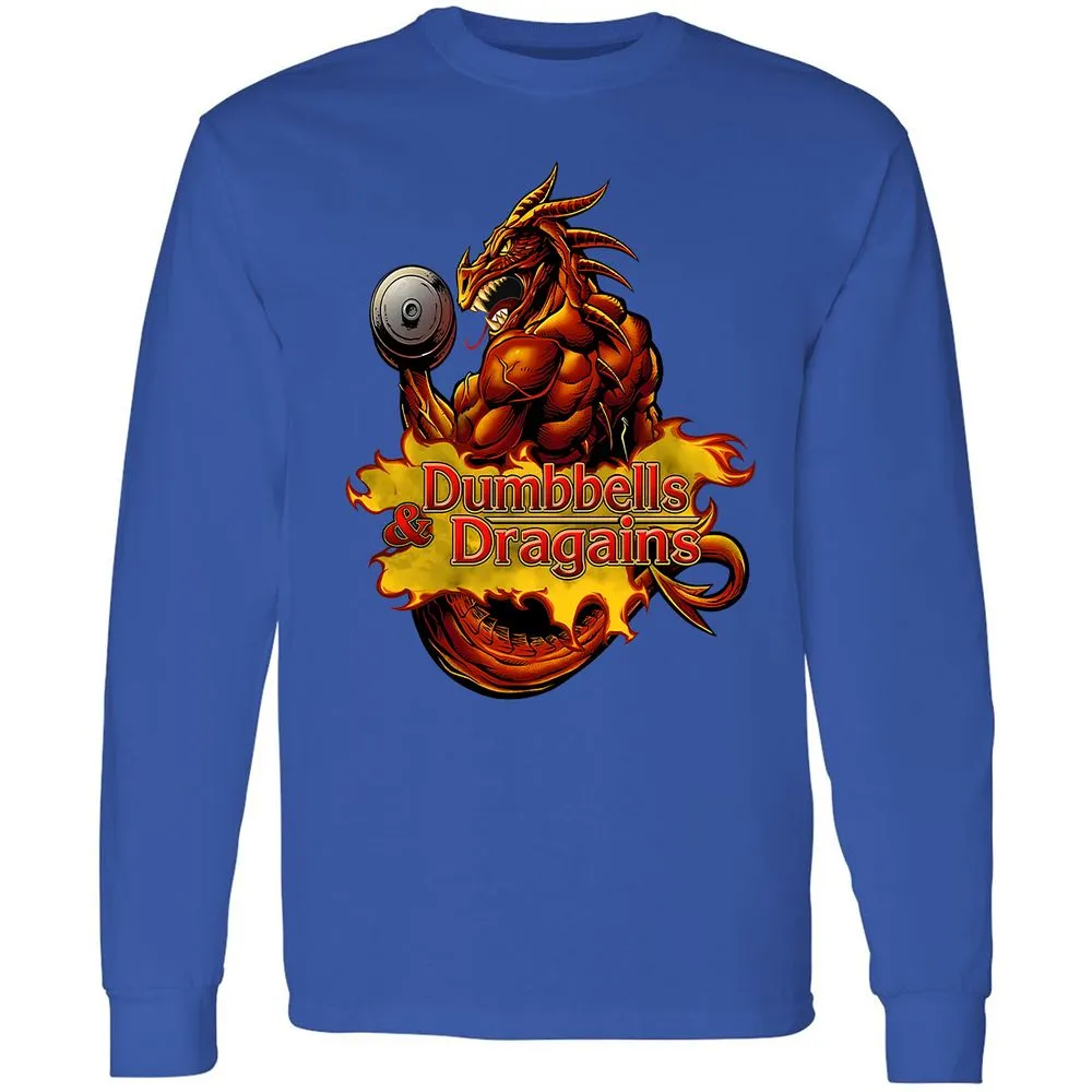Dumbbells & Dragains Long Sleeve T-Shirt - Royal - 8