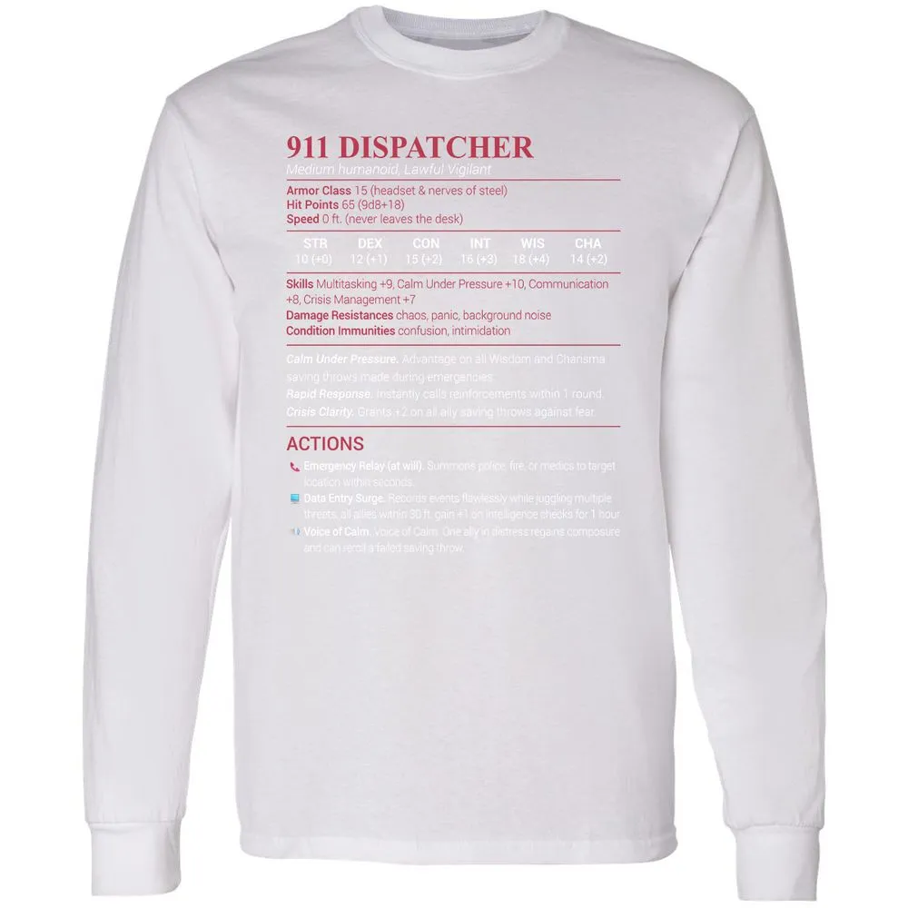911 Dispatcher Long Sleeve T-Shirt - White - 5
