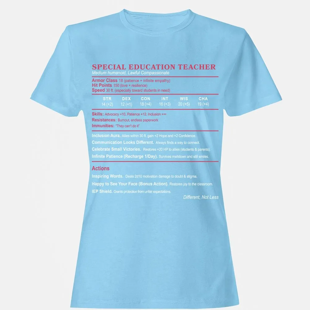 Special Education Teacher Women's T-Shirt - Light Blue - 8