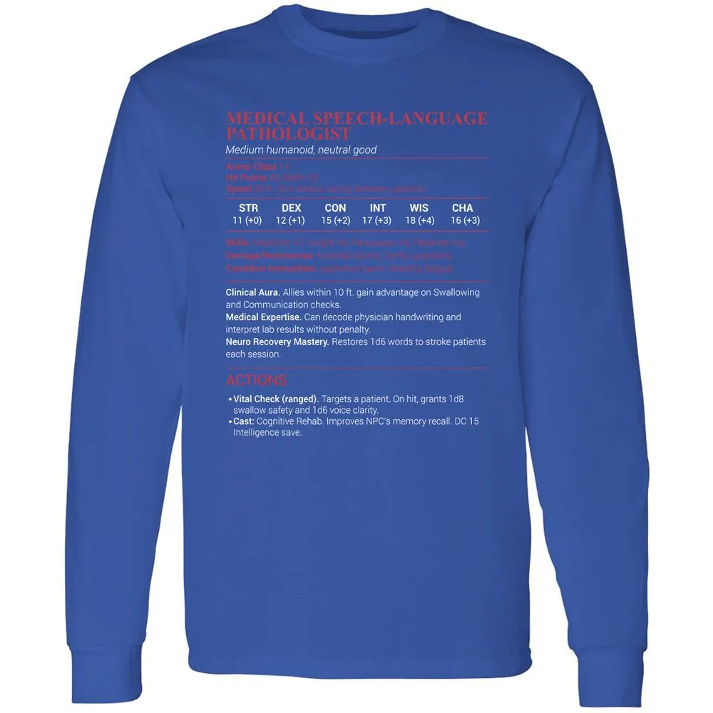 Medical SLP Long Sleeve T-Shirt - Royal - 8