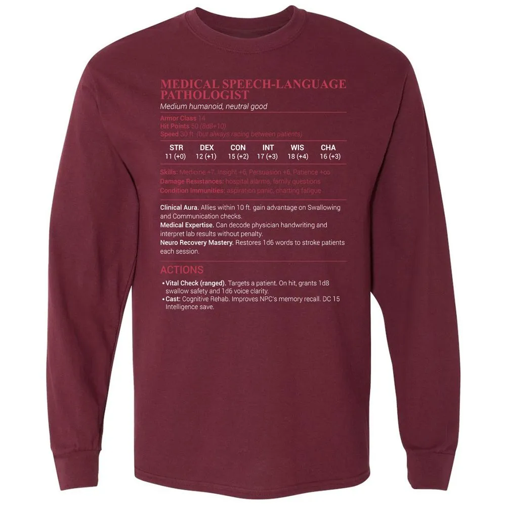Medical SLP Long Sleeve T-Shirt - Maroon - 11
